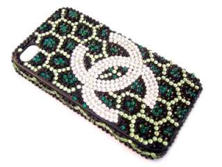 Leopard Print Designer Style Green Swarovski Crystal Case Cover For 