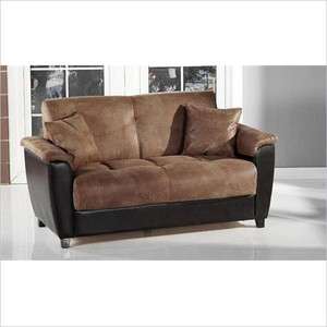 Aspen Mocha Microfiber and Bonded Leather Base Loveseat  