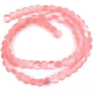  Pink Heart Fiber Optic Glass Cats Eye Beads 16 Strand 