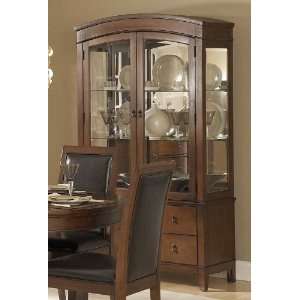   China Cabinet Arched Top Design in Deep Cherry Finish
