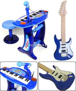  children electric piano set electric guitar color blue condition new 