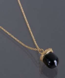 Kenneth Jay Lane black acorn pendant necklace  