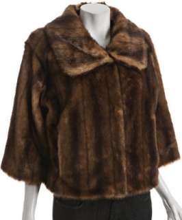 Adrienne Landau brown faux mink fur cropped jacket   