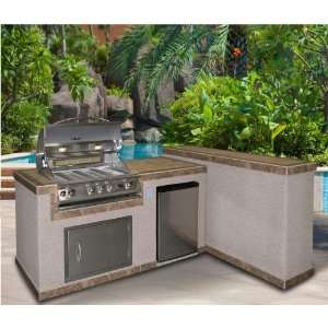   Island And Side Bar With 32 Inch Cal Flame Natural Gas Bbq Grill