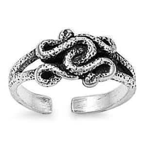    Italian .925 Sterling Silver Snake Design Toe Ring Jewelry