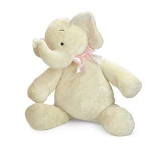   American Bear Company Smushy Elephant Pink Ribbon, Ivory, Large Baby