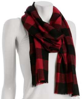 Kashmere red buffalo plaid cashmere scarf  