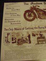 Vintage 32 Indian Motorcycle Ad Advertisement trike art  