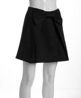 Marc by Marc Jacobs black sateen Tuxedo bow detail pleated skirt