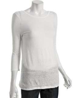 Joie white linen Callista boatneck scoop back t shirt   up 