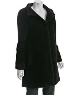 Hilary Radley black alpaca wool standing collar walking coat   