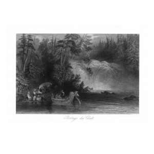 Canada, View of Men Carrying Canoes up the Portage des Chats Premium 