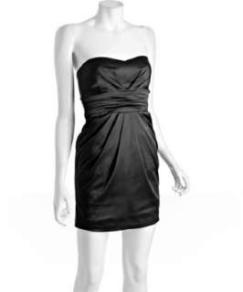 Necessary Objects black stretch sateen strapless sweetheart dress 