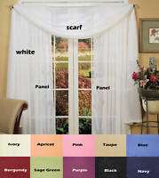 Crushed Voile Window Curtain SCARF 51x216 1PC FREE S&H  