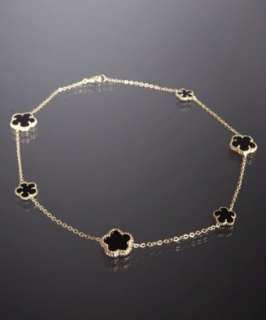 Jardin black agate clover 18 necklace  