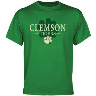 Clemson Tigers St. Pattys Day Clover T Shirt   Green  