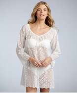Shoshanna white crochet long sleeve tunic cover up style# 316714701