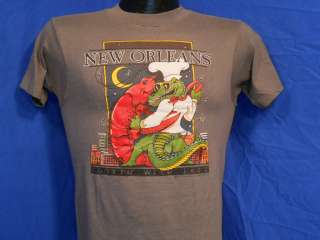 vintage 80S NEW ORLEANS CROCODILE CRAWFISH DANCING JAZZ SOFT t shirt 