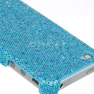 TURQUOISE GLITTER BACK HARD CASE COVER FOR iPHONE 4 4G  