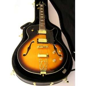   Hollow Body Jazz Electric Electric Guitar w/ Case Musical Instruments
