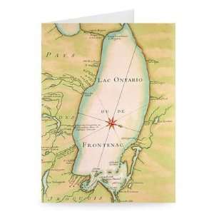 Map of Lake Ontario (coloured engraving) by   Greeting Card (Pack of 