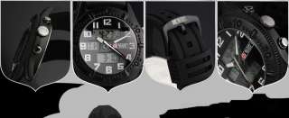 Brand New Mens Sport Black Dial Rubber Band Army Watch  