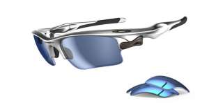 Oakley Mens Fast Jacket XL Sunglasses Silver Frame w Blue & Jade Lens 