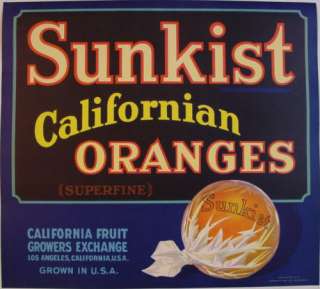 Sunkist Superfine Orange Crate Label Los Angeles, CA  