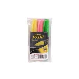  Liquid Accent Tank Style Highlighter, 3 Color Set Office 