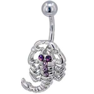  Ring Purple Crystal Scorpion February Belly Navel Ring Body Jewelry