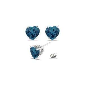  8.02 Ct London Blue Topaz Scroll Stud Earrings in Platinum 