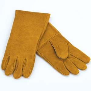   Long Pair of Brown Leather Fireplace Gloves 61114