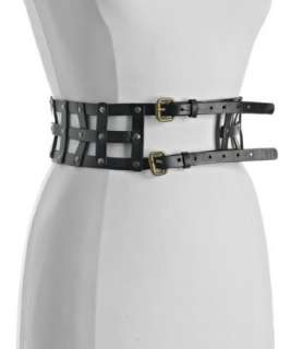 Motif 56 black cage leather Carmel studded belt   