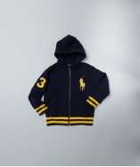 POLO Ralph Lauren TODDLER navy cotton blend rugby stripe hoodie style 