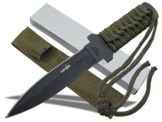 Parachute Cord Handle Black Blade Dagger Survival Knife  