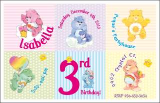 Set of 10 Care Bears Personalized Invitations  