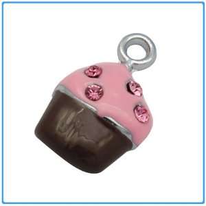  Jewelry Making 1x Alloy Enameled Cup Cake Pendant with 