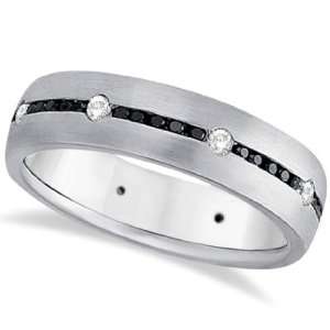  Black and White Diamond Wedding Ring Mens Band Palladium 