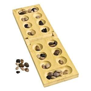  Travel Sized Mancala Game with Attractive Bamboo Board 