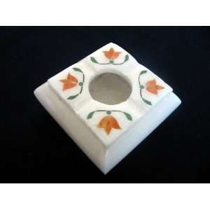 Hand Crafted White Marble Rectangular Ashtray With 