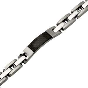  mens stainless steel carbon fiber link bracelet Jewelry