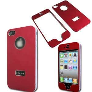 Luxury Metal Aluminum Front Back Sticker Cover Case For iphone 4 4G 4S 
