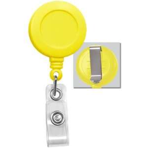  1pc Yellow Retractable Badge Reels With Belt Clip For Key 