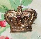 Vintage Sterling Vermeil Crown Brooch Jeweled Crown Pin