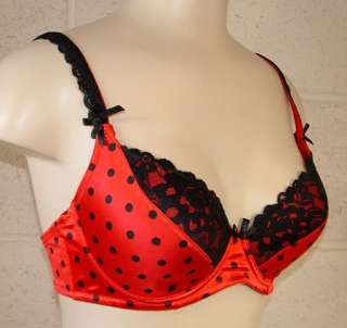 PC POLKA DOTS SATIN/ LACE BRA SET  Red  D CUP  