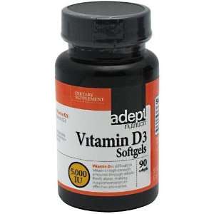  Adept Nutrition Vitamin D3 5, 90 softgels (Vitamins 
