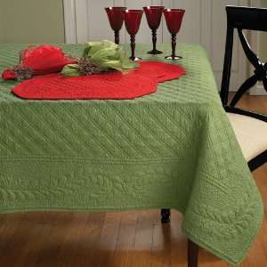  Red Quilted Oblong Tablecloth   68x102