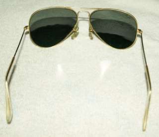 Nice Vintage Ray Ban Aviator Glasses Sunglasses Gold Frame Leather 