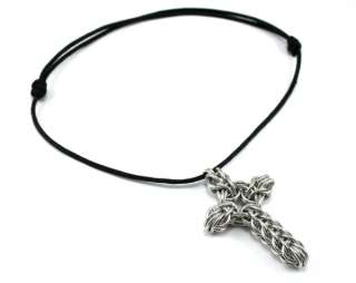   Cross Necklace Pendant or Car Rear View Mirror Charm Chainmail  