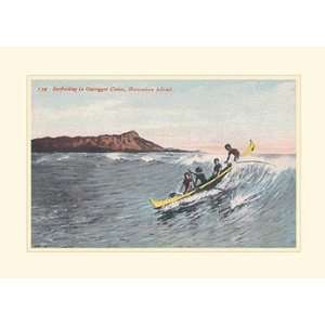 Surfriding in Outrigger, Canoes Note Card, 7x5